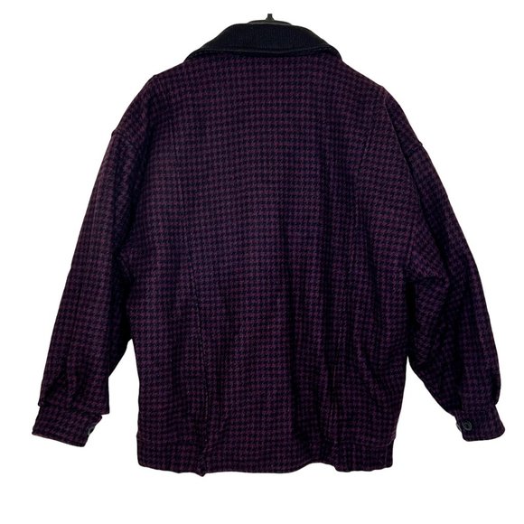Woolrich Vintage Women's Medium USA Houndstooth Buttoned Cuffs Wool Coat - Picture 2 of 6